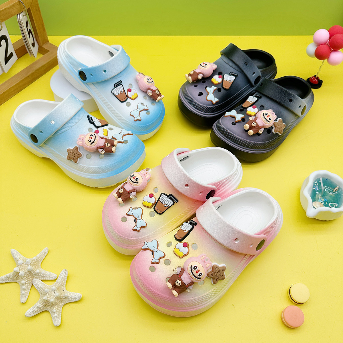 新款男女童亲子拖鞋卡通奶茶拉布布EVA洞洞鞋软底防滑包头凉鞋,淘宝优惠券,粉丝福利购,淘宝优惠卷