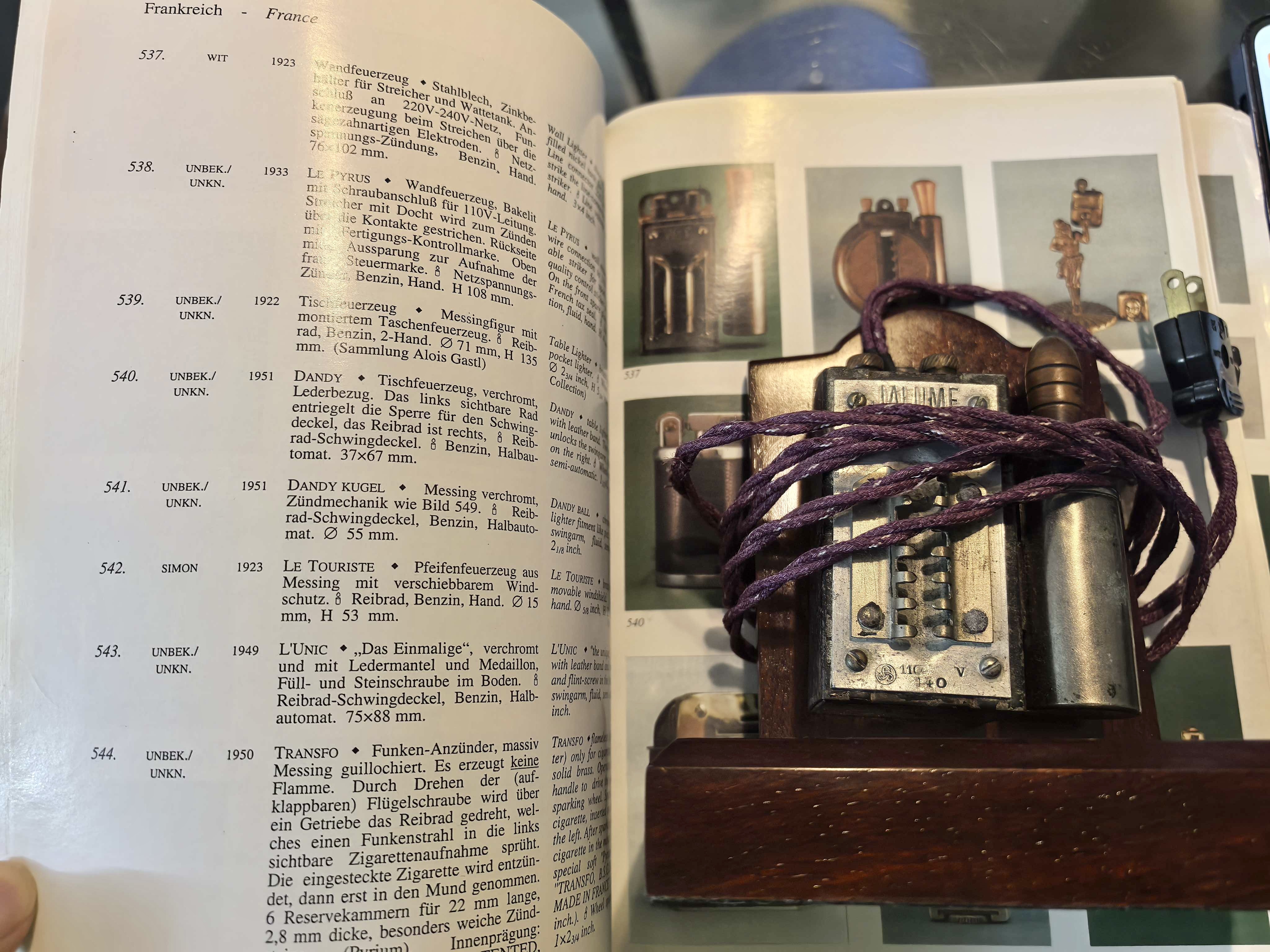 【古董煤油电混合点烟器】上世纪20年代SGDG电弧台式打火机(酷炫) - 图0