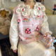 Handmade three-dimensional flower and mushroom embroidered knitted vest
