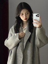 Superior Sensation Cotton Wool Cashmere Dresses Woman Mid 2023 Autumn winter thickened Hepburn Tiny Fur Coats