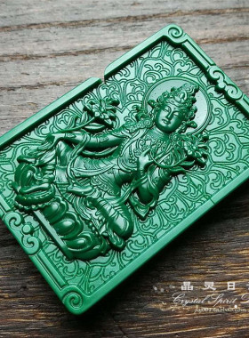 大漆漆雕 雕漆剔红 绿度母 zippo内胆打火机 高端私人定制