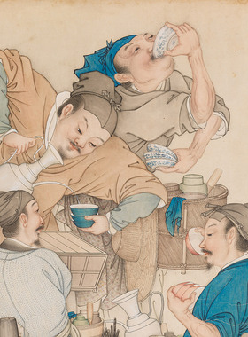 清 姚文瀚 卖浆图明清古人物图复制高清艺术微喷绢本画心临摹范本