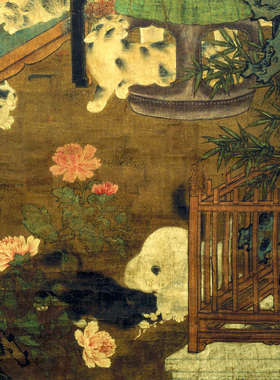 宋佚名戏猫图名家国画真迹复制品高清艺术微喷绢本画稿画芯临摹范