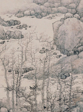 清代龚贤木叶丹黄图水墨山水图高清国画艺术微喷绢本画心临摹画稿