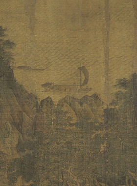 南宋李唐江山小景图名家国画真迹复制品高清艺术微喷绢本临摹范本