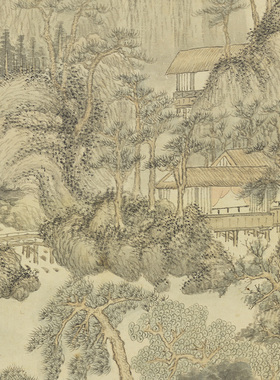 丁云鹏葛洪移居图明山水人物图艺术微喷打印绢本画心临摹范本画稿