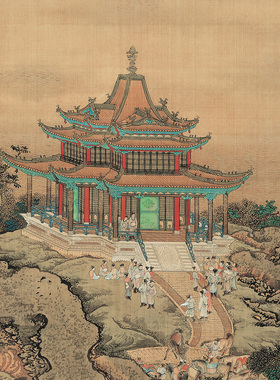 清袁江阿房宫图传统亭台楼阁山水画高清艺术微喷画心临摹画稿古画