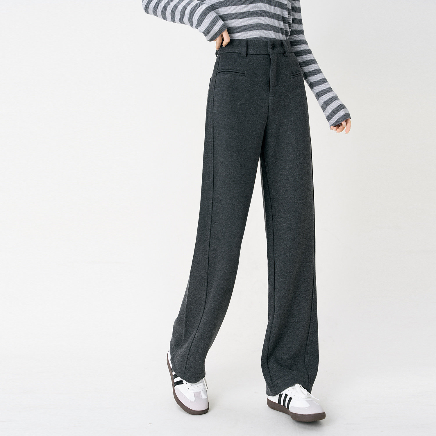 颜域简约大长腿显高阔腿裤女2025冬季气质百搭宽松显瘦休闲长裤子,淘宝优惠券,粉丝福利购,淘宝优惠卷