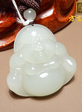 内部价方言品牌和田玉精品佩戴青海料晴水冰透精雕佛公吊坠挂件s7