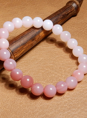 葡萄紫盐源玛瑙渐变白色圆珠手串