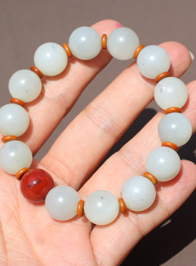 方言和田玉油润细腻青花籽料手串