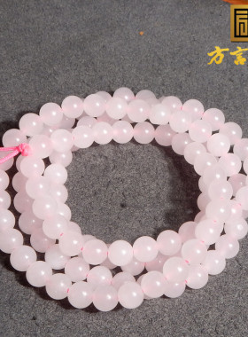 青海老坑料冰透藕粉卡6mm108手串