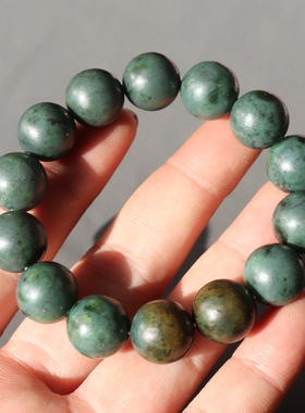 方言和田玉碧玉籽料14mm圆珠手串