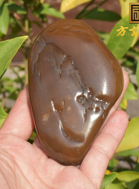 罕见和田玉特色新疆且末料油润细腻糖白玉山水意境摆件把件A1