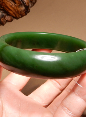 方言和田玉老俄料碧玉菠菜绿手镯