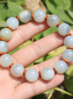 方言和田玉飘墨白玉青花籽料手串