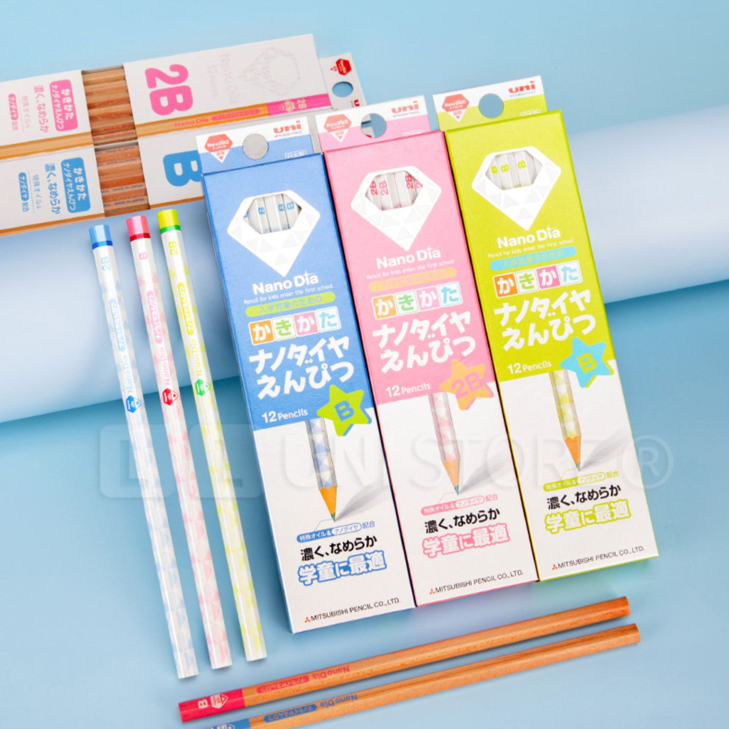 日本进口uni三菱钻石铅笔6901/6902美术绘画素描木头小学生2b涂卡专用学生练字2B石墨原木盒装书写,淘宝优惠券,粉丝福利购,淘宝优惠卷