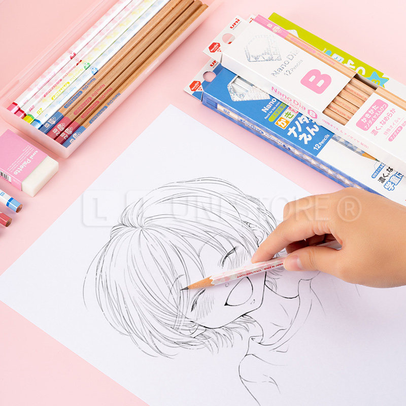 日本进口uni三菱钻石铅笔6901/6902美术绘画素描木头小学生2b涂卡专用学生练字2B石墨原木盒装书写,淘宝优惠券,粉丝福利购,淘宝优惠卷