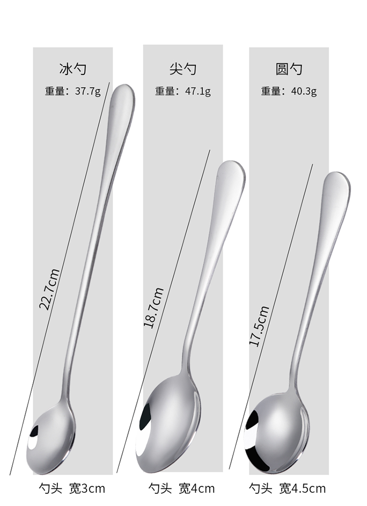 家用学生儿童吃饭勺不锈钢大号韩式长柄勺子西餐主餐更调羹小汤匙