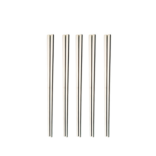 出口韩国实心厚重扁筷不锈钢筷子家用方形防滑加厚韩式餐具铁快子 - 图3