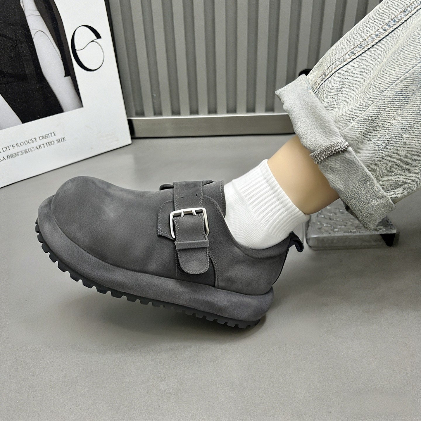 厚底勃肯鞋女2026新款春季软底软面磨砂皮一脚蹬懒人豆豆鞋乐福鞋,淘宝优惠券,粉丝福利购,淘宝优惠卷