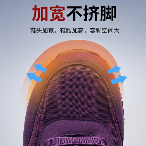 秋冬加绒保暖二棉鞋轻便防滑老人脚肿加肥胖浮肿宽头老头休闲男鞋 - 图1