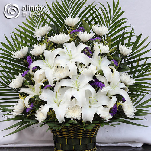 丧事花篮祭奠花圈追悼会黄白菊鲜花白事祭祀殡葬用品菊花北京同城 - 图2