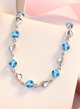 新款S925纯银海洋之心手链女款简约个性学生情人节礼物送女友闺蜜