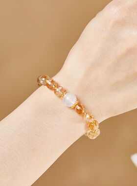 S925纯银黄塔晶蓝月光石转运珠手串女款新中式简约小众高级感手链