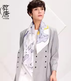 羿唐丝绸设计师款 大方巾苏韵系列太湖石 休闲搭配 高级感搭配