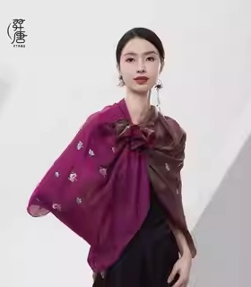 羿唐原创设计丝巾【多变彩虹】桑蚕丝长巾苏州非遗刺绣渐变披肩
