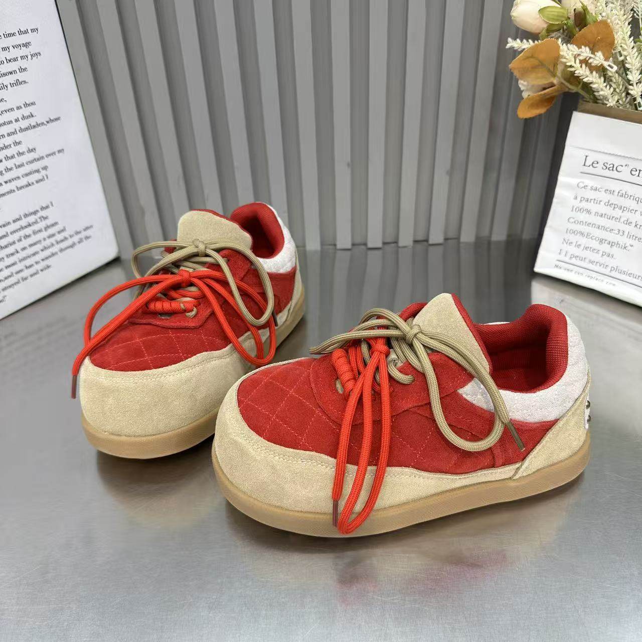 欧洲站拼色内增高厚底德训鞋女鞋2026新款春季爆款运动休闲阿甘鞋,淘宝优惠券,粉丝福利购,淘宝优惠卷