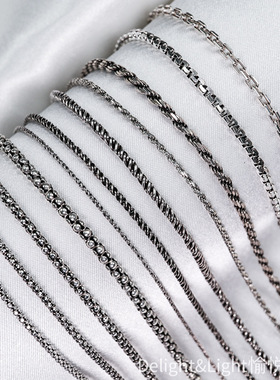 s925纯银项链项圈复古男扭辫爆谷