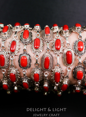 尼泊尔手工蜜蜡绿松石民族风手镯