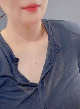 古丽古丽新款S925银锁骨链项链轻奢高级感冷淡简约仿珍珠款05038