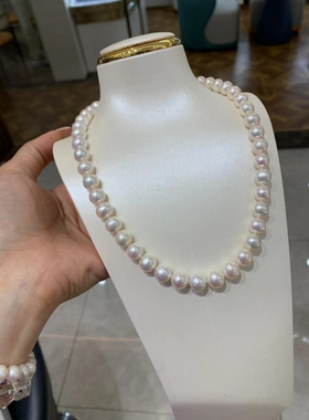 9-10mm天然淡水珍珠项链无核 极光 仅剩2条  2400/条