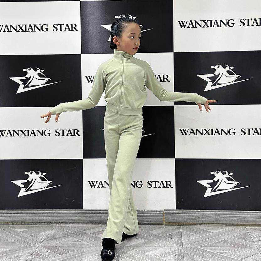 红舞裙新款校园拉丁绒瑜伽服儿童舞蹈服套装少儿练功服民舞中国舞