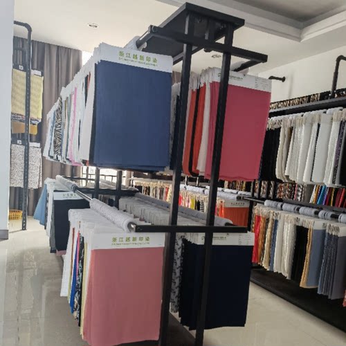 面料吊卡展示架落地中岛布板货架双面两层服装布艺样品展柜陈列架 - 图0