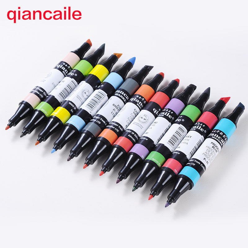 qiancaile千彩乐马克笔双头油性酒精学生手绘动漫绘画笔单支自选