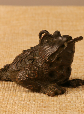 礼品金蟾黄铜茶宠摆件可定制
