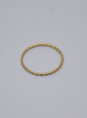 极简金色纹路细戒指女关节韩版