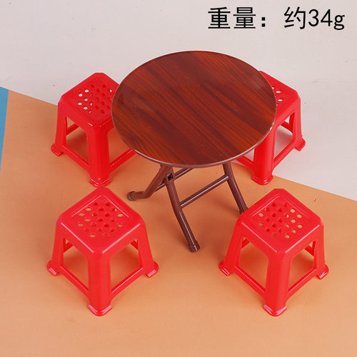 娃娃屋配件小孩玩具场景拍摄道具仿真迷你折叠桌椅子摆件餐桌椅子 - 图0