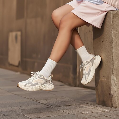 安踏脉冲丨革网拼接厚底舒适休闲鞋女2025夏季新款女鞋122528856 - 图2