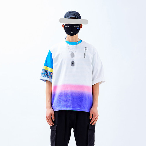 WINDERFLIES WINDINESS 19SS 原创设计潮牌 渐变吊染宽松短袖t恤 - 图0