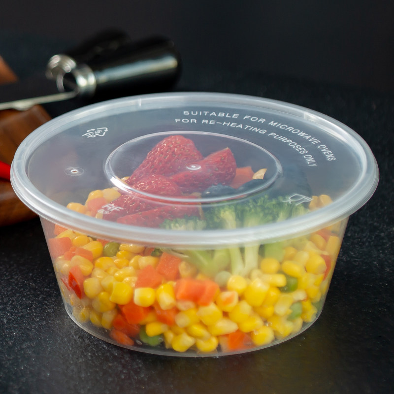 圆形280/300ML一次性餐盒加厚塑料透明外卖打包盒快餐饭盒小汤碗 - 图3