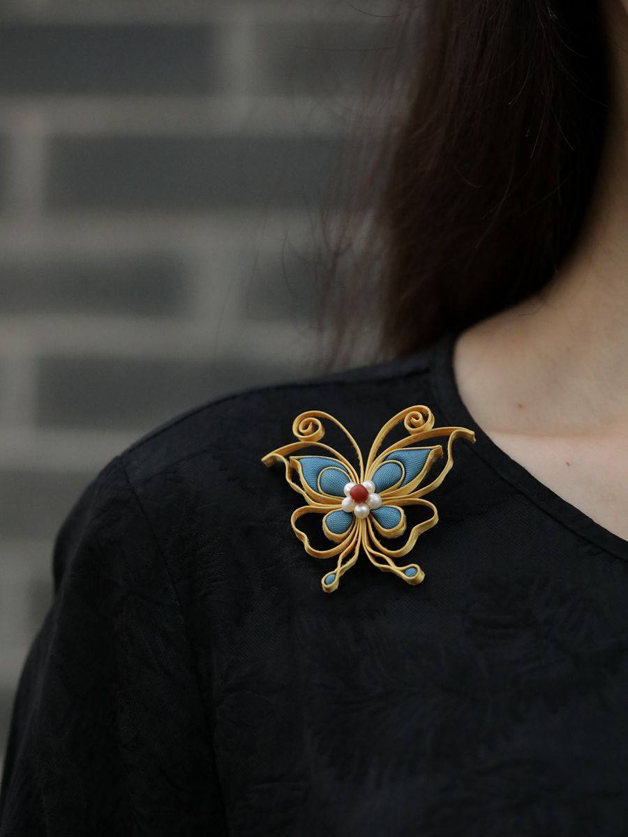 胸针设计感小众盘扣蝴蝶旗袍压襟挂饰新中式古风汉服配饰,淘宝优惠券,粉丝福利购,淘宝优惠卷
