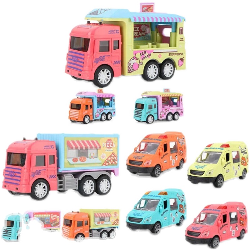 可开门冰淇淋车消防车警车男女孩儿童惯性耐摔玩具车小汽车模型-图3