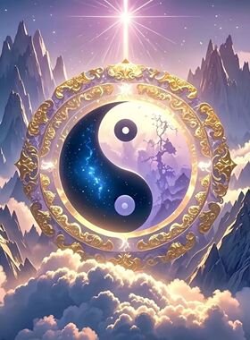 古风紫气东来太极八卦阵图案贴画招财好寓意家居贴纸客厅贴玄关贴