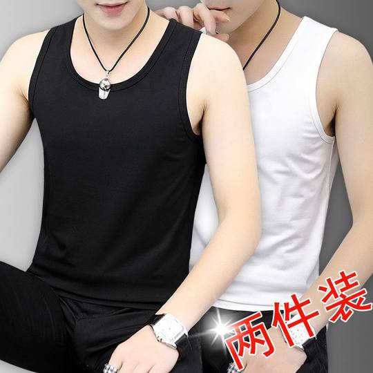 夏季薄款男士弹力背心修身跨栏打底衫青年透气运动健身白色汗衫潮