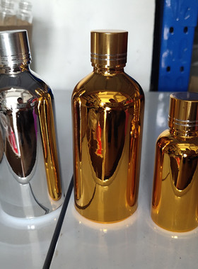 电镀金色玻璃小酒瓶高档精油瓶 化妆品分装瓶香水瓶5-100毫升空瓶